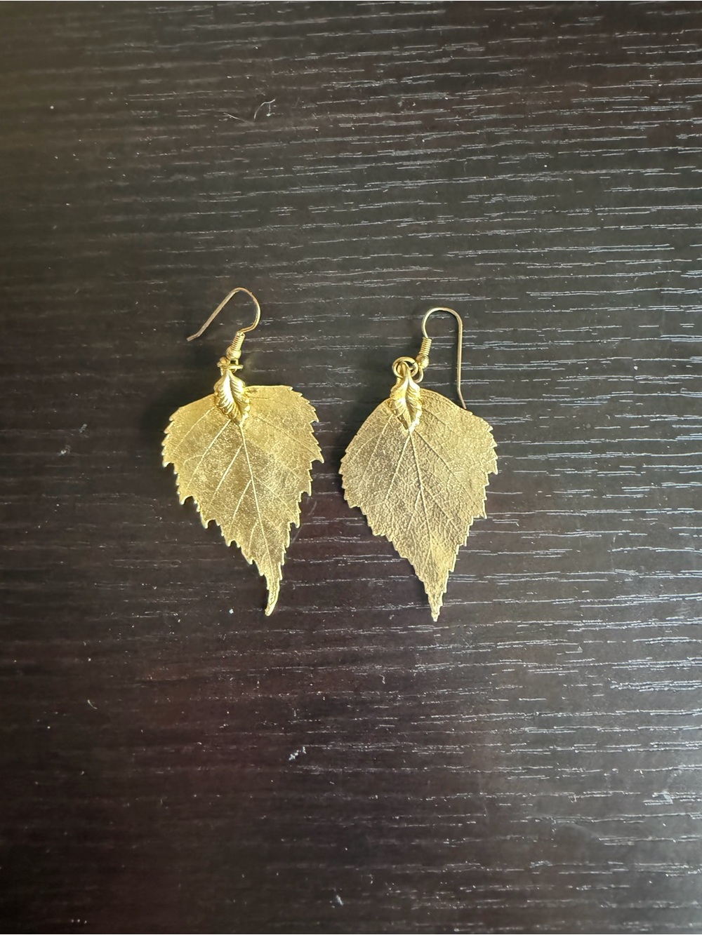 Vintage Gold-tone Leaf Dangle Earrings
